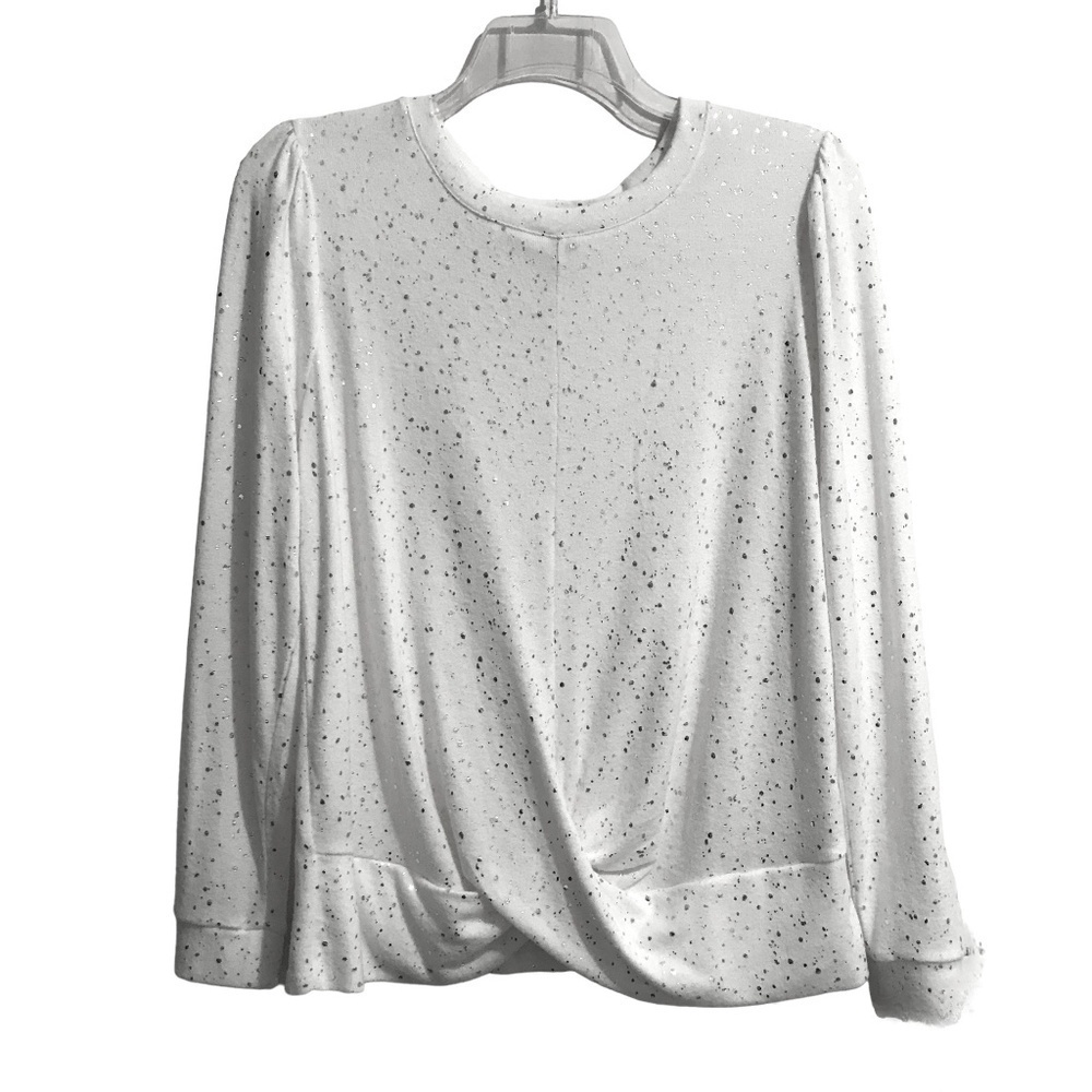 Como Black Crew Neck Long Sleeve Top w/ Sparkles